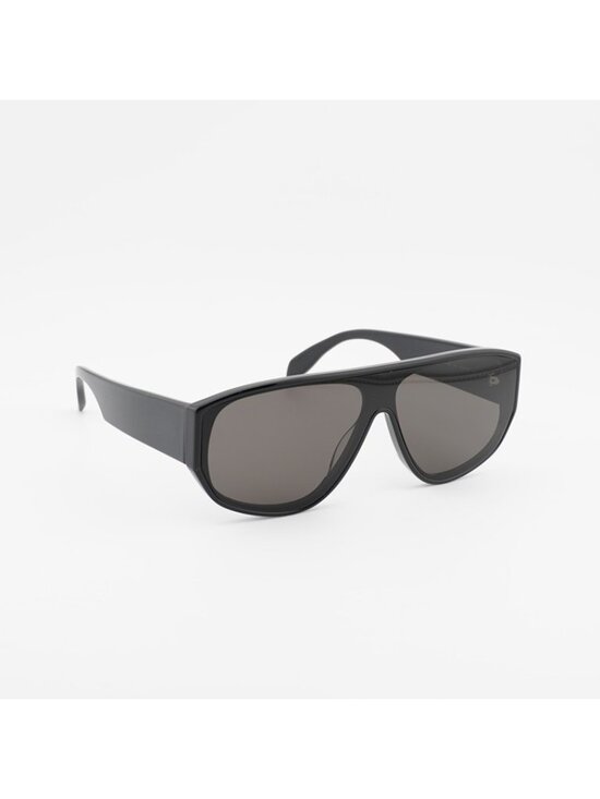 Alexander McQueen AM0386S 001 Sunglasses Black Shield Frame, Black Lenses
